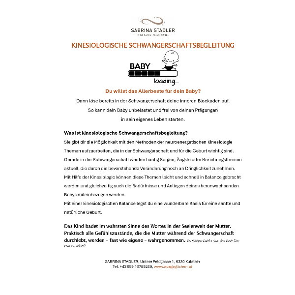 Kinesiologische Schwangerschaftsbegleitung Sabrina Stadler