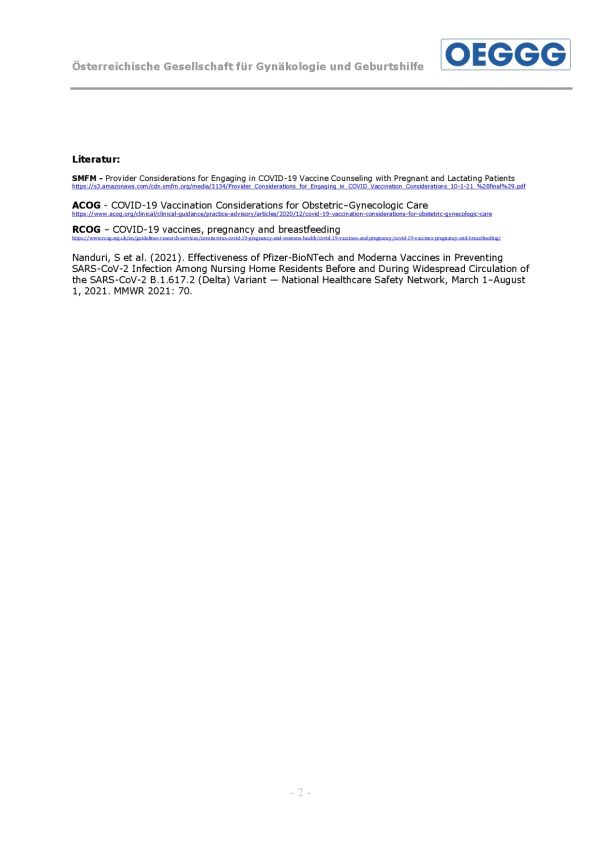 3. Impfung Schwangere und Stillende Seite 2, &Ouml;GGG